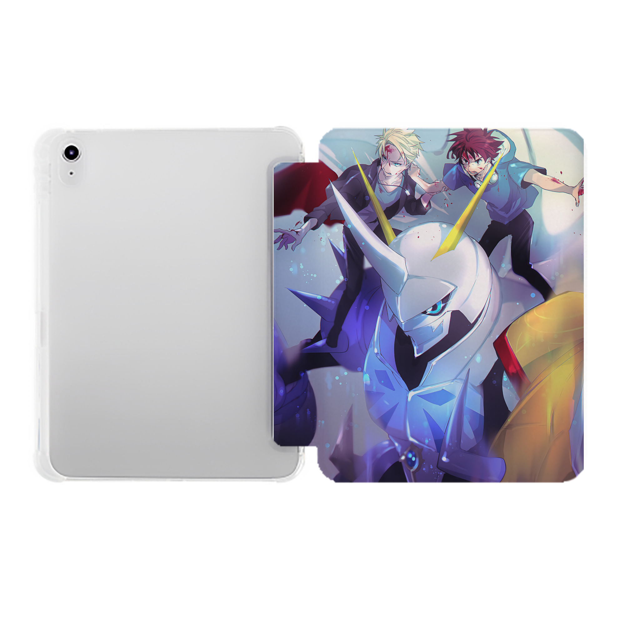 （画像用） Digimon デジタルモンスター/デジモン IPad ケース ペン収納付き 三つ折りスタンド PUレザー×シリコン 対応機種9.5/10.5/10.9インチ